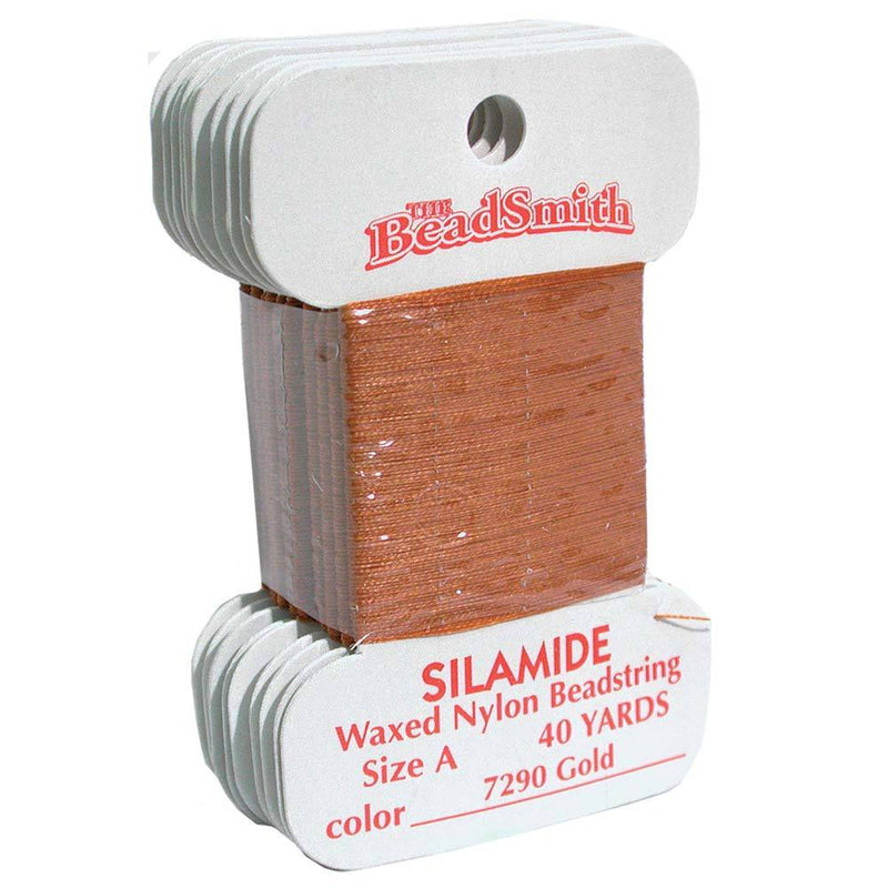Gold Copper Silamide Bead Thread, Size A, Waxed nylon beadstring, 40 yds cor0333