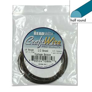 18ga Half Round Craft Wire, Vintage Bronze Tarnish Resistant, 7 yards (21 feet) wir0124