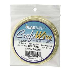 18ga Square Wire, Champagne Gold Craft Wire, 4 yards (12 feet), wir0112