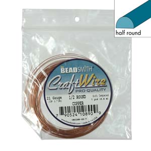 21ga Half Round Craft Wire, Copper Tarnish Resistant, 7 yards (21 feet) wir0135
