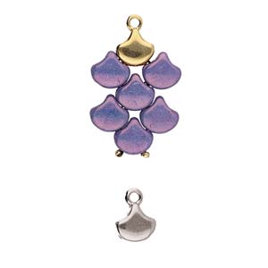 Karavos Ginko Bead Ending, Silver Plate, x12 pcs, fin1216