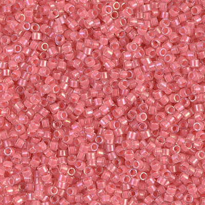 11/0 Delica Lined Rose Pink AB Seed Beads, Miyuki 7.2g, DB070 bsd0924