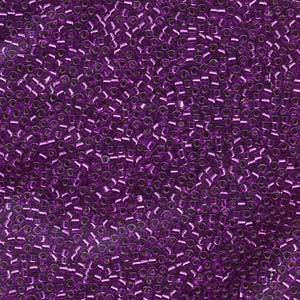 Size 11/0 Miyuki Delica Seed Beads, Dyed Silver Lined Bright Violet DB1345, 7.2 grams, bsd0791