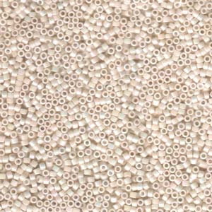 Size 11/0 Miyuki Delica Seed Beads, Opaque Bisque White AB DB1500, 7.2 grams, bsd0779