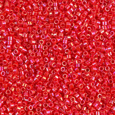 11/0 Delica Opaque Lt Siam AB Red Orange Seed Beads, Miyuki 7.2g, DB159 bsd0927