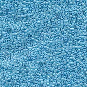 Size 11/0 Miyuki Delica Seed Beads, Opaque Turquoise AB DB164, 7.2 grams, bsd0796