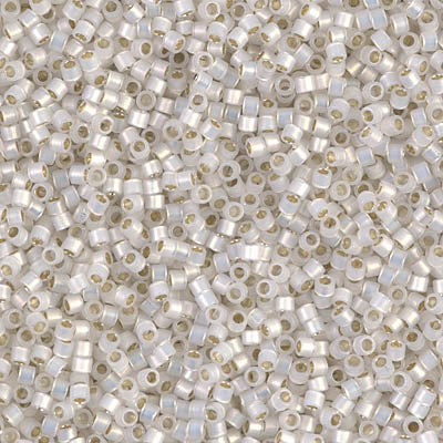 11/0 Delica White Opal, Gilt Lined Seed Beads, Miyuki 7.2g, DB221 bsd0975