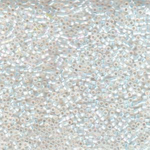 Size 11/0 Miyuki Delica Seed Beads, White Opal AB DB222, 7.2 grams, bsd0778