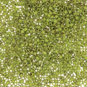 Size 11/0 Miyuki Delica Seed Beads, Matte Picasso Chartreuse, 7.2 grams, bsd0815
