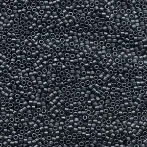 Size 11/0 Miyuki Delica Seed Beads, Matte Dark Gray DB306, 7.2 grams, bsd0834