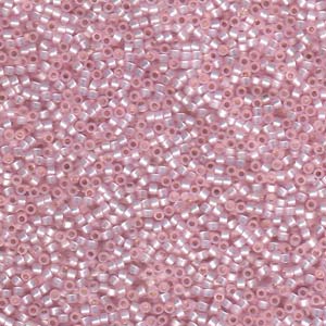 Size 11/0 Miyuki Delica Seed Beads, Silver Lined Light Pink Alabaster DB624, 7.2 grams, bsd0824