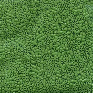 Size 11/0 Miyuki Delica Seed Beads, Opaque Pea Green DB724, 7.2 grams, bsd0814