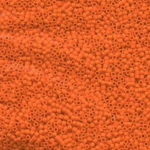 Size 11/0 Miyuki Delica Seed Beads, Matte Opaque Orange DB752, 6.7 grams, bsd0777