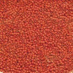 Size 11/0 Miyuki Delica Seed Beads, Dyed Matte Opaque Vermillion DB795 7.2 grams, bsd0829