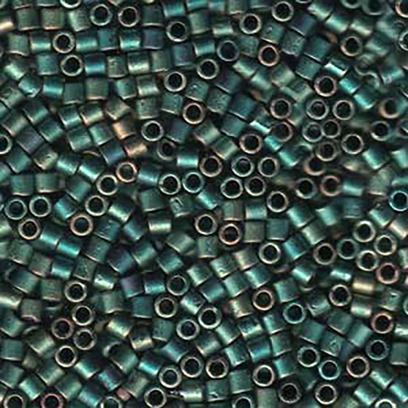 8/0 Miyuki Delica Seed Beads, Matte Metallic Green Iris, 6.8 Grams, Color DBL-0324, bsd0478