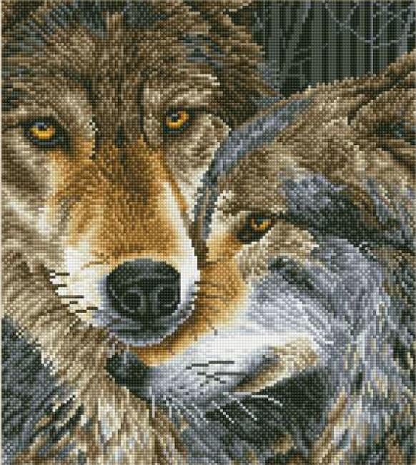 Diamond Painting Kit, Muzzle Nuzzle Wolf, Diamond Dotz Diamond Embroidery, Diamond Facet Art, Bling Wall Art, kit0374