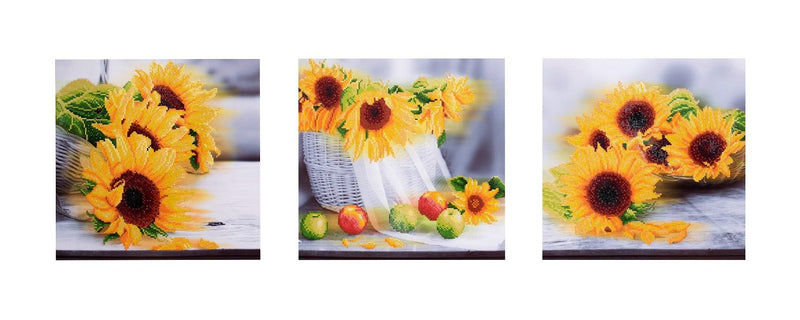 Diamond Painting Kit, Sunflower Days Triptych, Diamond Dotz Facet Bling Wall Art kit0243