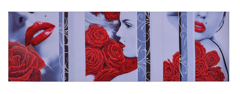 Diamond Painting Kit, Rose Romance Triptych, Diamond Dotz Facet Bling Wall Art kit0246
