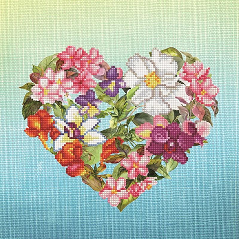 Diamond Painting Kit FLOWER HEART Diamond Dotz 15"x15" kit0193