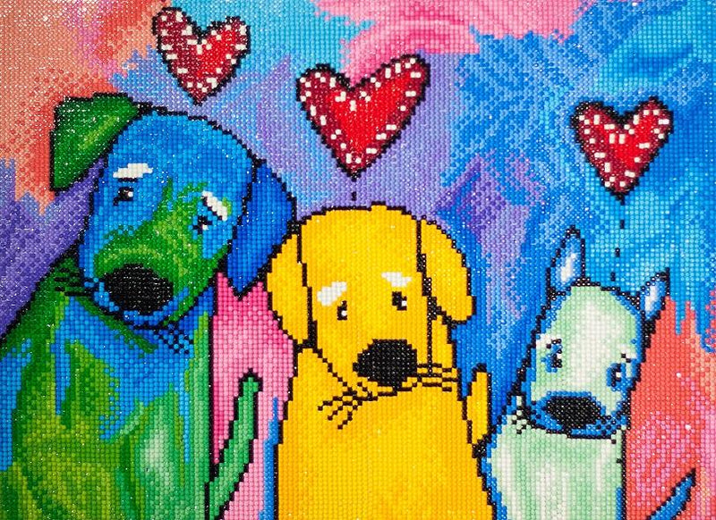 Diamond Painting Kit, Three Amigos Dogs, Diamond Dotz Facet Bling Wall Art kit0252