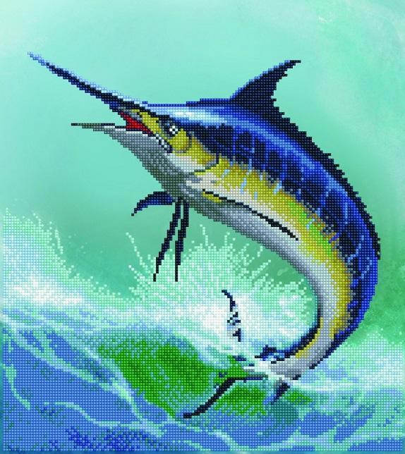 Diamond Painting Kit, Monarch of the Sea Marlin Fish, Diamond Dotz Facet Bling Wall Art kit0248