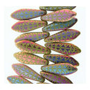 16mm Dagger Czech Glass Beads, Wasabi Opaque Rye Etched, top drilled, 25 beads, bsd1012