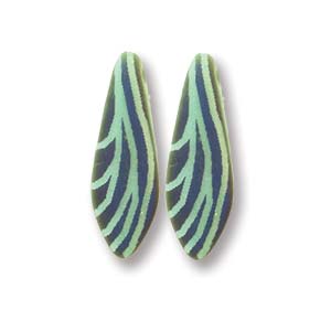 16mm Dagger Czech Glass Beads, Turquoise Matte Laser Etched Wing, top drilled, 25 beads, bsd1009