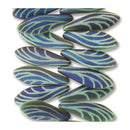 16mm Dagger Czech Glass Beads, Turquoise Matte Laser Etched Wing, top drilled, 25 beads, bsd1009