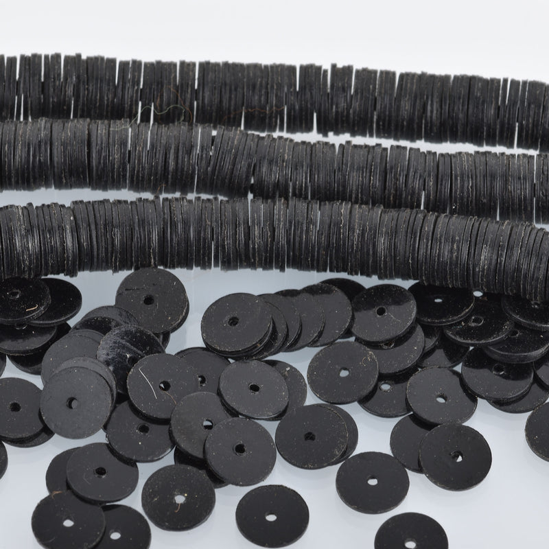 8mm Recycled Vinyl Beads BLACK 16" strand x550-575 beads bac0359