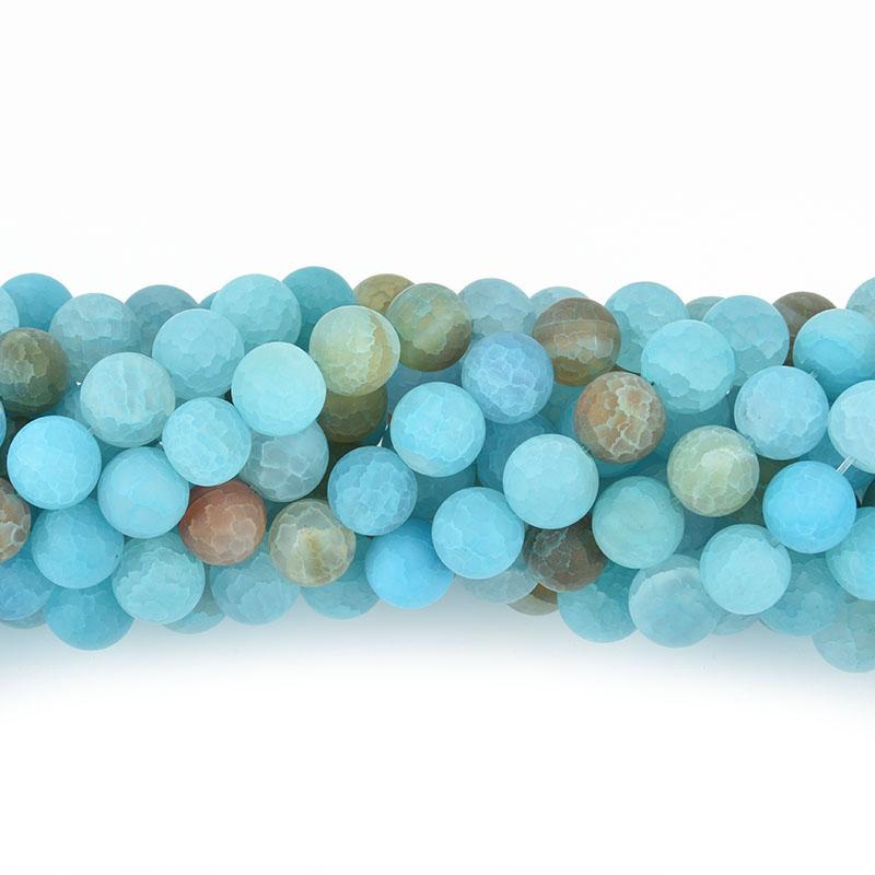 8mm Matte TURQUOISE BLUE Crackle Agate Beads Round Gemstones, full strand, gem0083