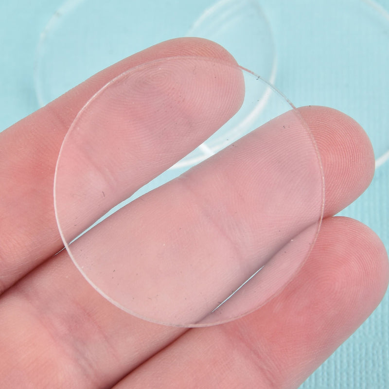 10 Clear Charm Blanks, 1.5" acrylic round cabochon, NO HOLE Lca0713a
