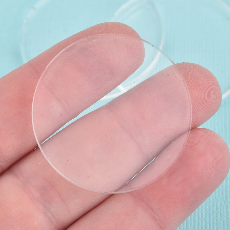 25 Clear Charm Blanks, 1.5" acrylic round cabochon, NO HOLE Lca0713b