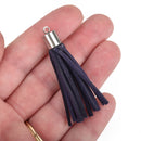 2m Navy Blue Tassel Fringe, 2" wide, Faux Suede, Velvet Suede Fringe, Vegan Leather Suede, 2mm thick, 2 meters long, cft0078