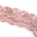 4 matching Banded RHODOCHROSITE Oval Beads 14mm x 10mm genuine gemstones rose pink grh0002a