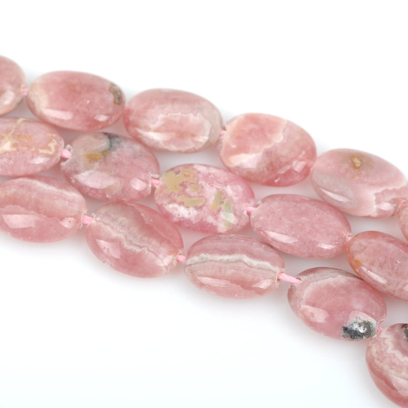 4 matching Banded RHODOCHROSITE Oval Beads 14mm x 10mm genuine gemstones rose pink grh0002a