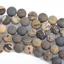 10mm Black PICTURE JASPER Round Beads Smooth Matte Frosted Gemstone full strand, 38 beads gja0178