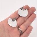 Silver Cat Charm, Stainless Steel, 1" wide, chs8055