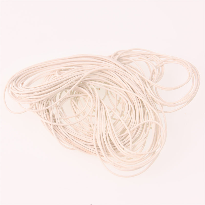 Thin White Leather Cord, Round 1mm, Cowhide Leather, 10 meters, Lth0089