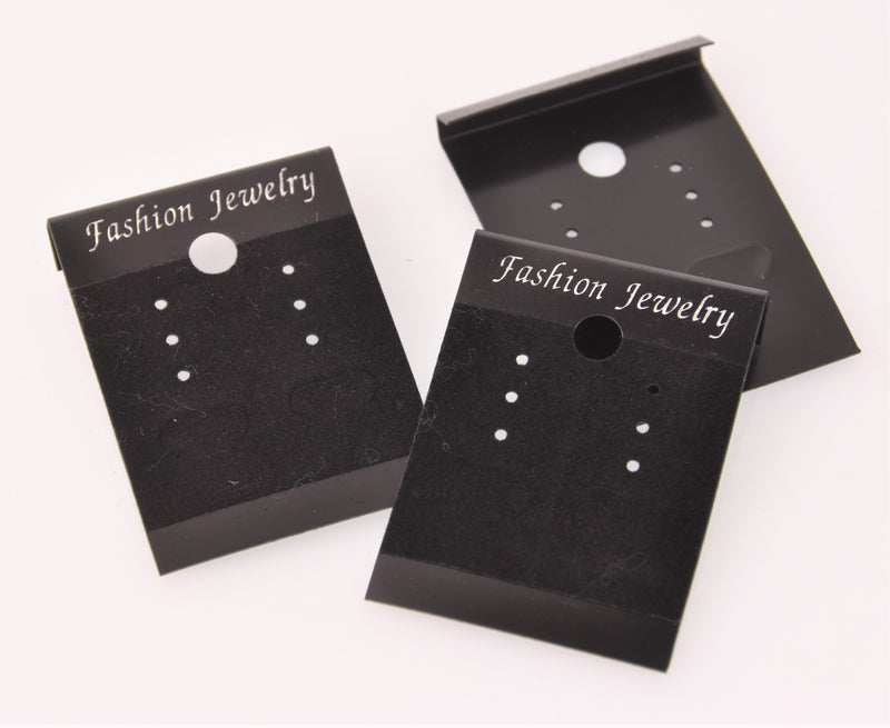 50 Black Velvet Earring Display Cards, 2" x 1-1/2", 3 rows of earrings, tol1402