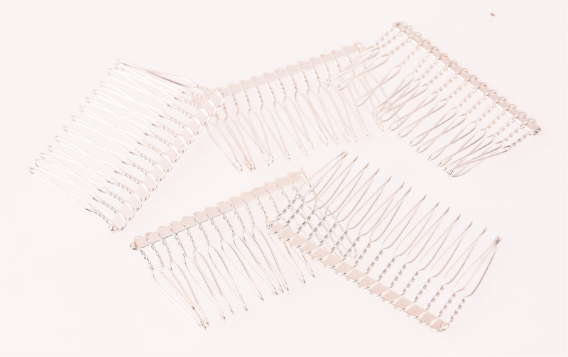 10 Silver Hair Comb Blanks, silver metal combs, hair barrette blanks 2-1/4" long, fin1239