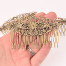5 Bronze Hair Comb Blanks, 3" Filigree hair barrette blanks, hat fascinators, fin1240