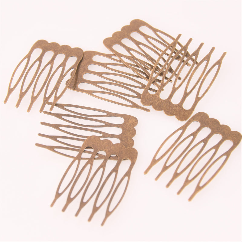 10 Bronze Hair Comb Blanks, hair barrette blanks, hat fascinators, 1-3/4" long, fin1241