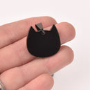 Black Cat Charm, Gunmetal Plated Stainless Steel, 1" wide, chs8223