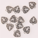 6 Gold or Silver Filigree Cross Charms, Heart, 16mm