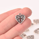 6 Gold or Silver Filigree Cross Charms, Heart, 16mm