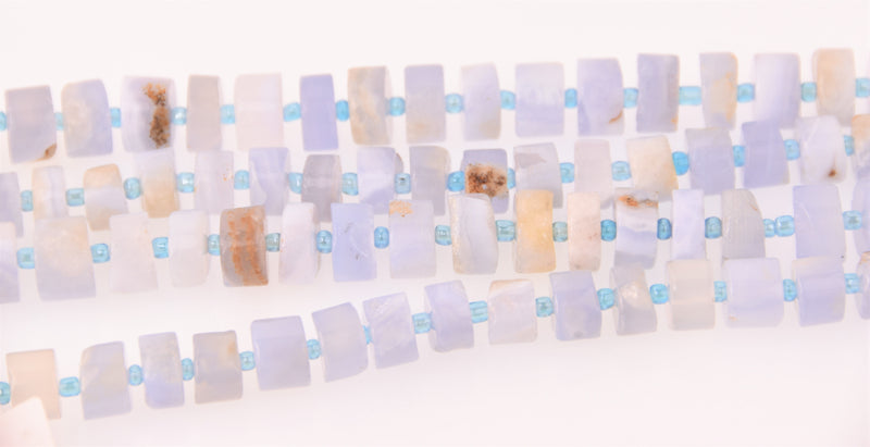 Chalcedony Blue Lace Agate Half Strand, 8mm Wheel Gemstone Beads, 8" long gem0843