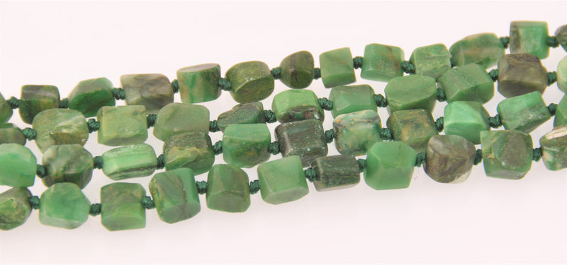 African Jade Half Strand, Unique Shape Green Gemstone Beads, 8" long gem0844