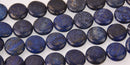 Lapis Lazuli Half Strand, Round Coin Blue Gemstone Beads, 8" long gem0848