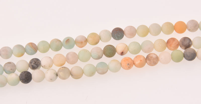 Amazonite Half Strand, 6mm Matte Round Gemstone Beads, 8" long gem0850