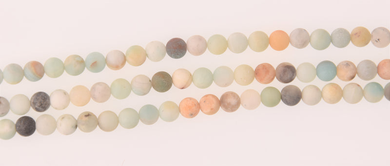 Amazonite Half Strand, 6mm Matte Round Gemstone Beads, 8" long gem0850